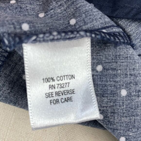 Croft & Barrow Blue and White Polka Dot Button Down Shirt Size M EUC - Picture 7 of 8